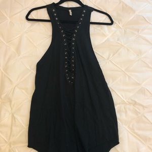 Emma and Sam black lace up tank top
